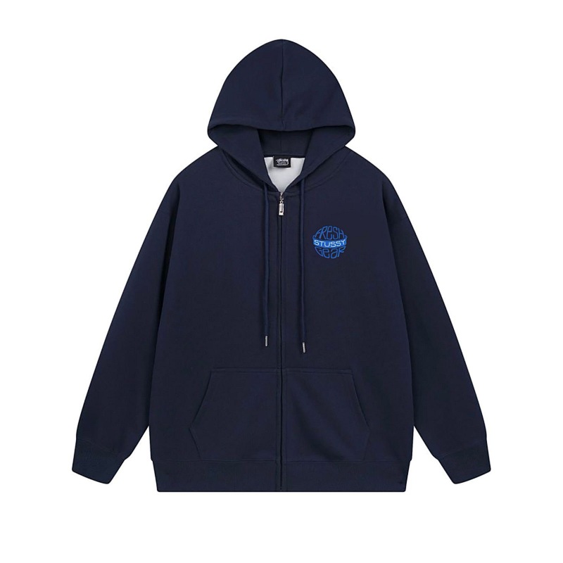 Stussy Globe Grid Emblem Full-Zip Hoodie