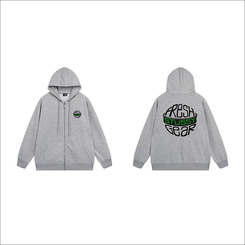 Stussy Globe Grid Emblem Full-Zip Hoodie