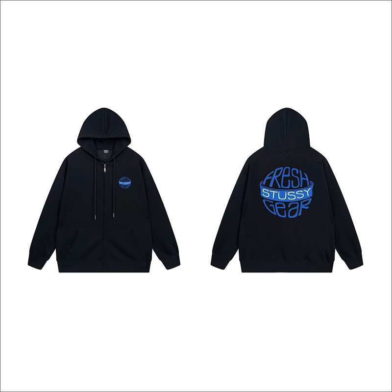 Stussy Globe Grid Emblem Full-Zip Hoodie