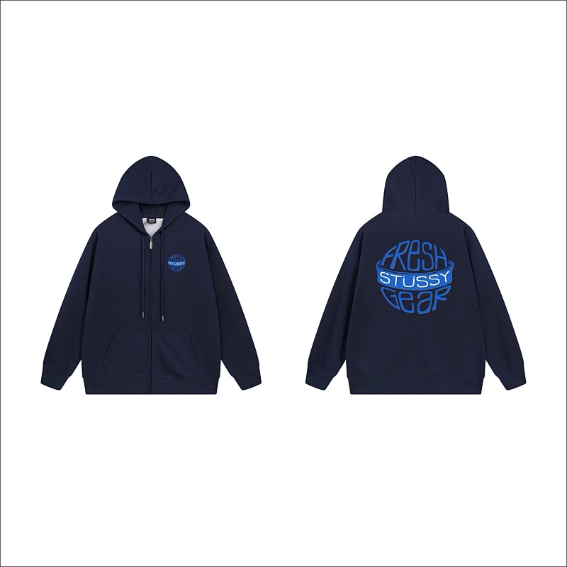 Stussy Globe Grid Emblem Full-Zip Hoodie