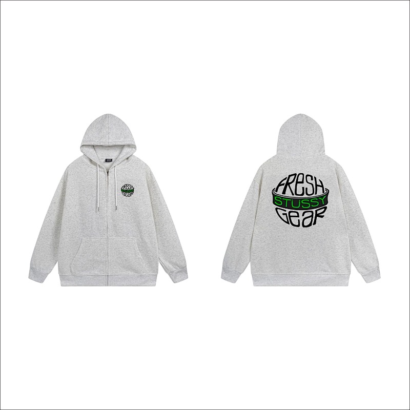 Stussy Globe Grid Emblem Full-Zip Hoodie