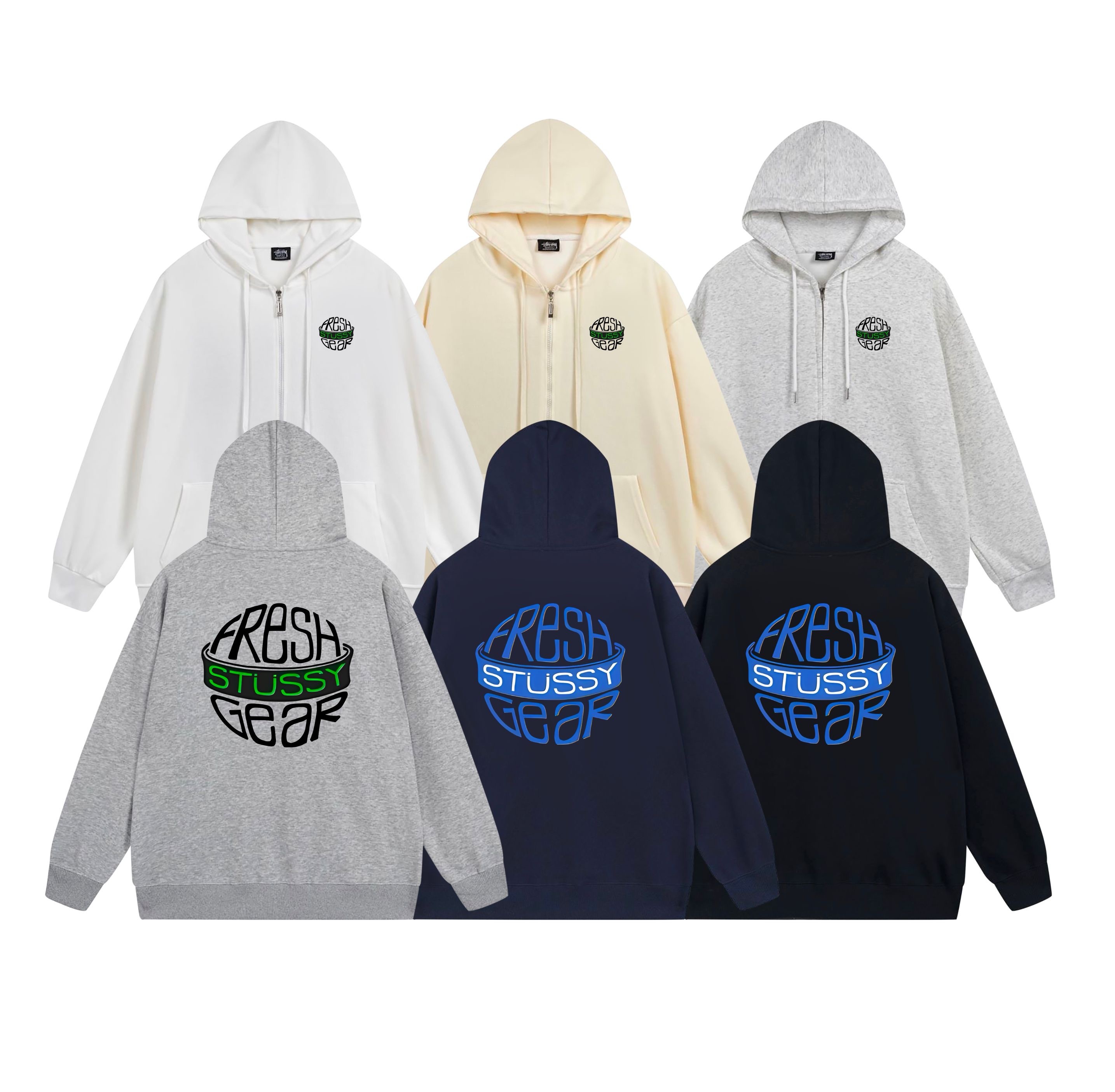 Stussy Globe Grid Emblem Full-Zip Hoodie