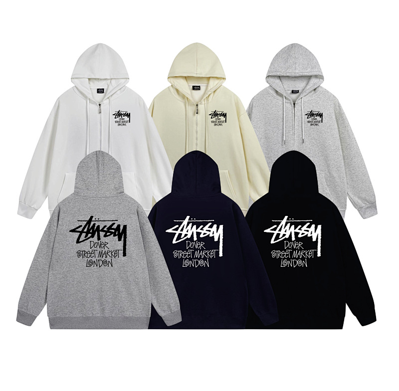 Stussy Grayscale Figure Collage Full-Zip Hoodie