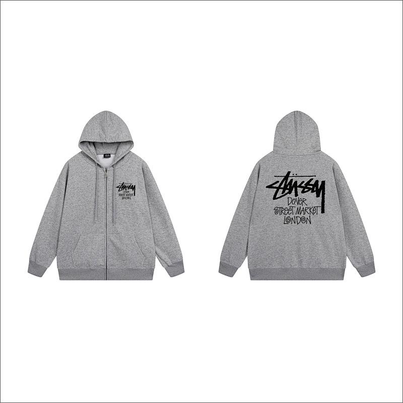 Stussy Grayscale Figure Collage Full-Zip Hoodie