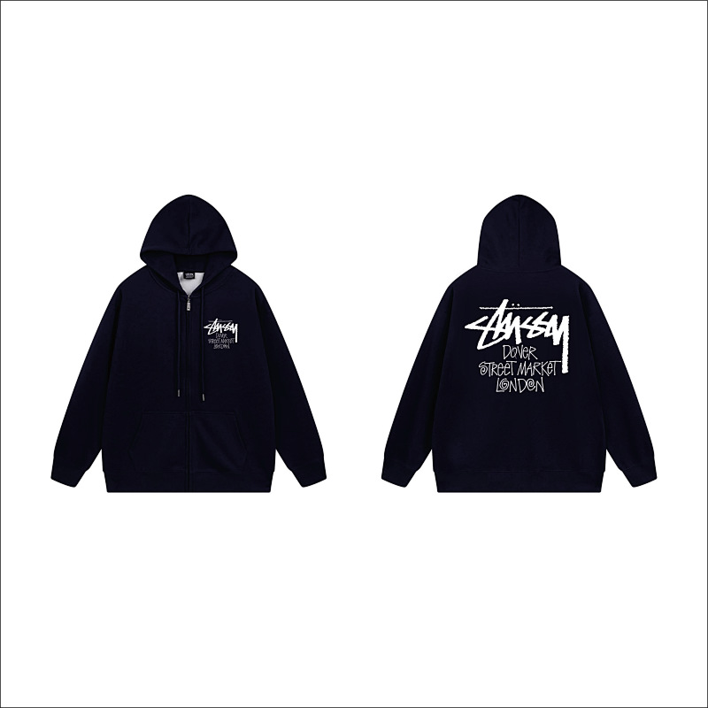 Stussy Grayscale Figure Collage Full-Zip Hoodie