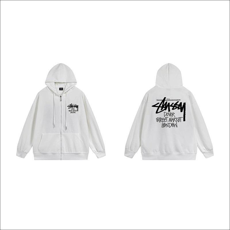Stussy Grayscale Figure Collage Full-Zip Hoodie