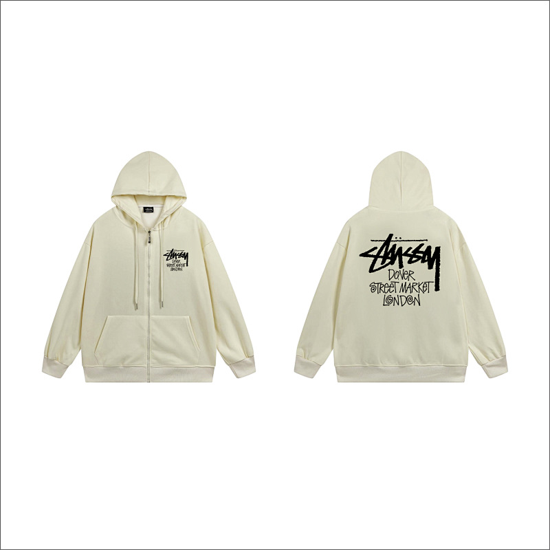 Stussy Grayscale Figure Collage Full-Zip Hoodie