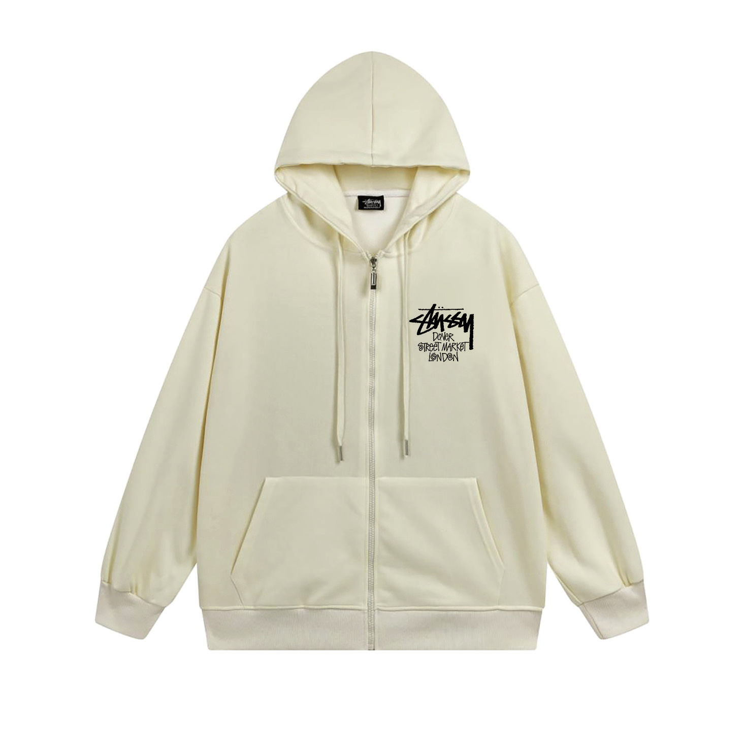 Stussy Grayscale Figure Collage Full-Zip Hoodie