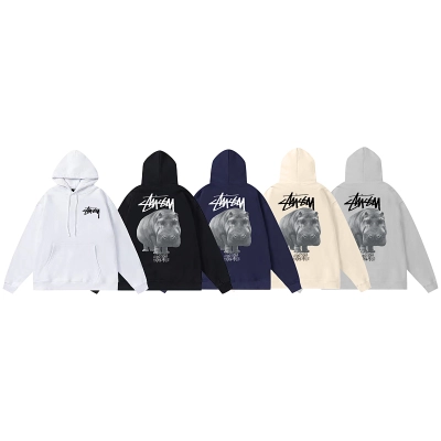 Stussy Grayscale Head Portrait Pullover Hoodie 01