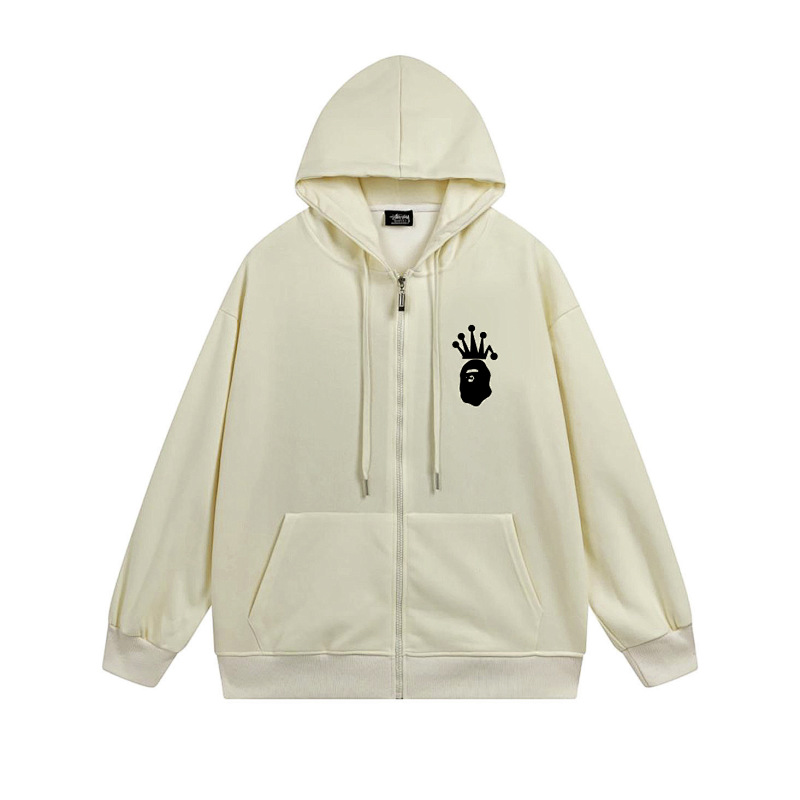 Stussy Monochrome Crown Handstyle Full-Zip Hoodie