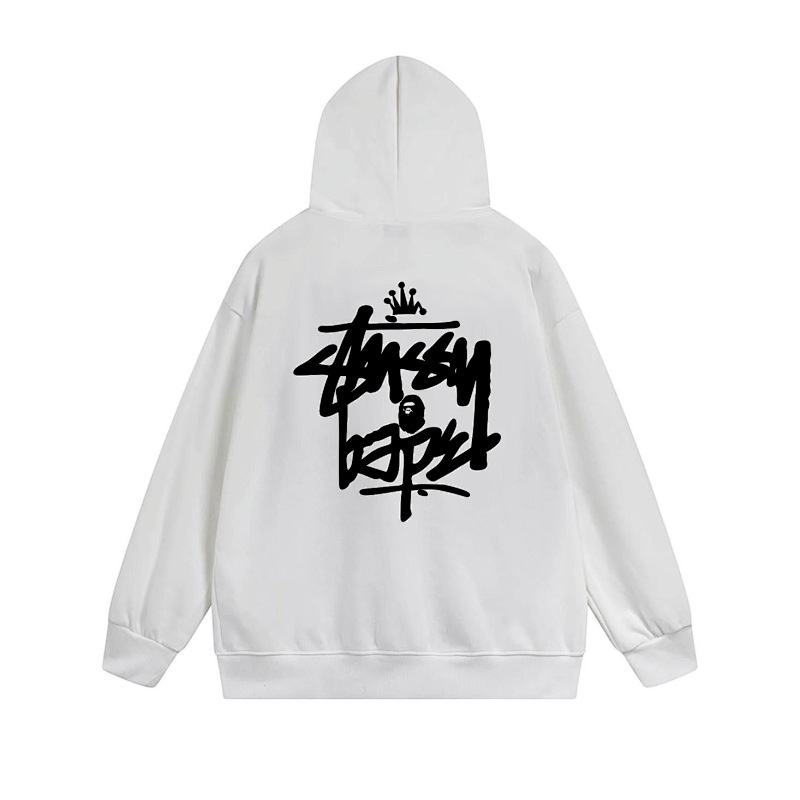 Stussy Monochrome Crown Handstyle Full-Zip Hoodie