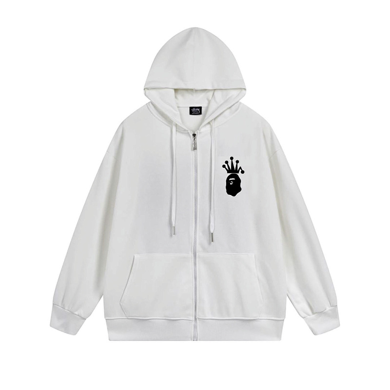 Stussy Monochrome Crown Handstyle Full-Zip Hoodie