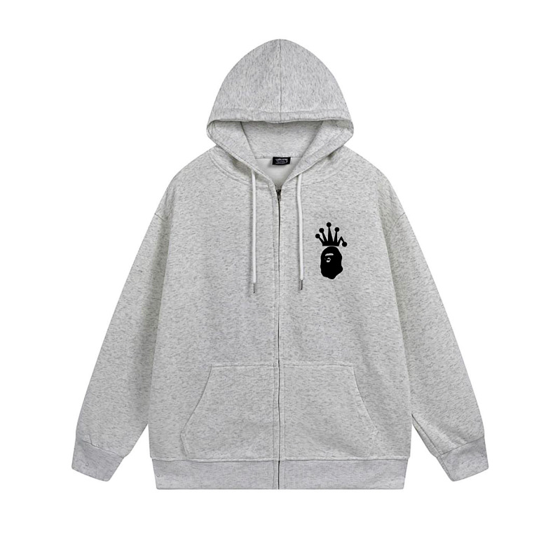 Stussy Monochrome Crown Handstyle Full-Zip Hoodie