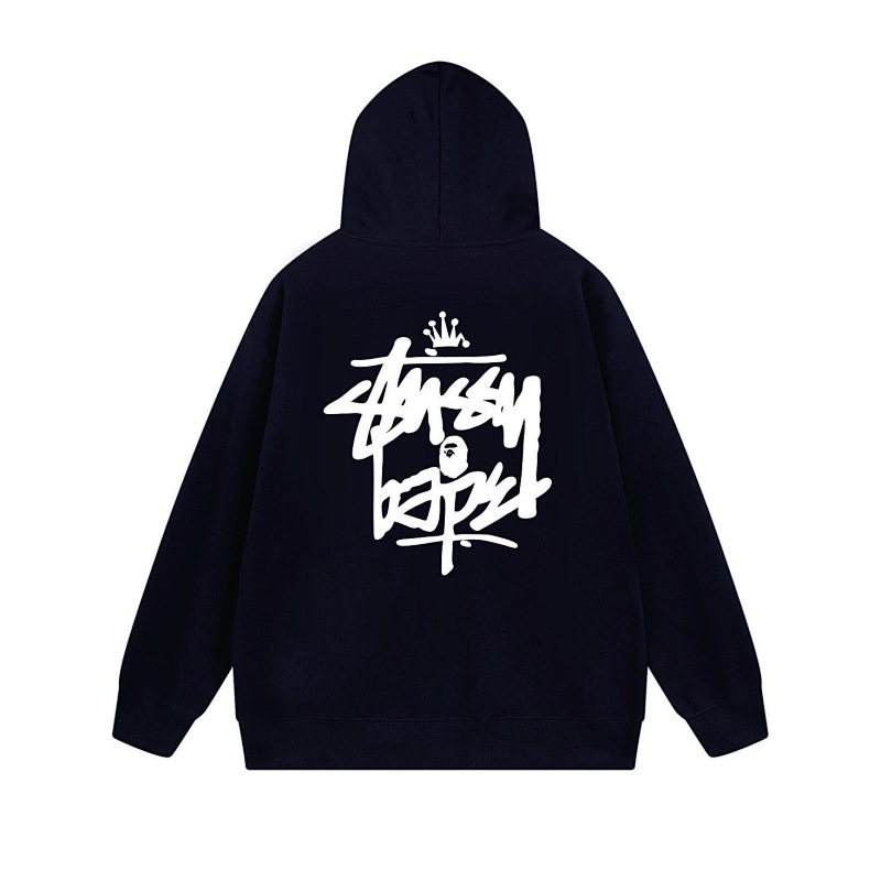 Stussy Monochrome Crown Handstyle Full-Zip Hoodie