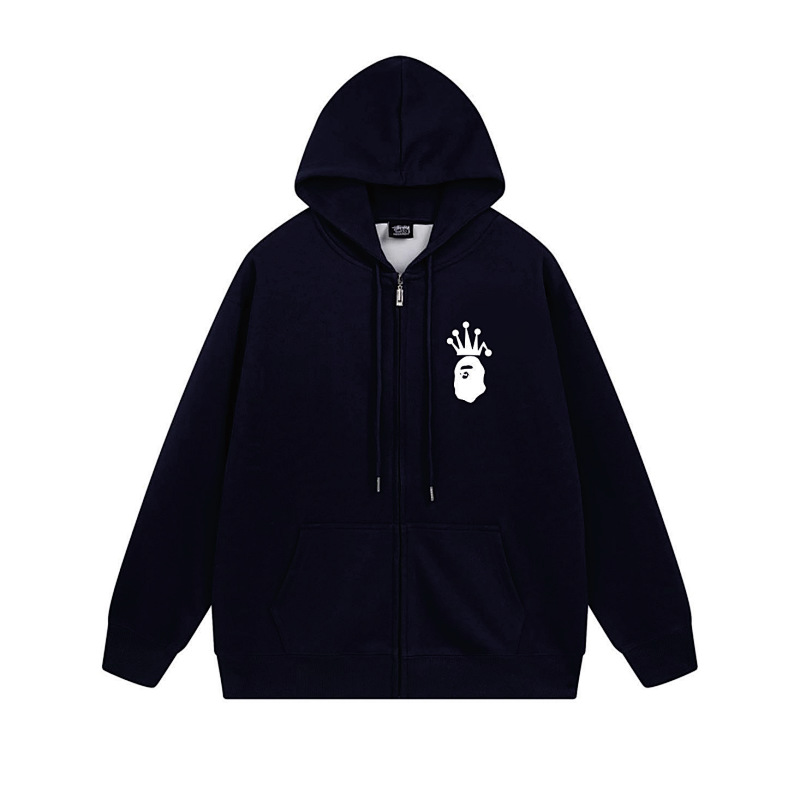 Stussy Monochrome Crown Handstyle Full-Zip Hoodie