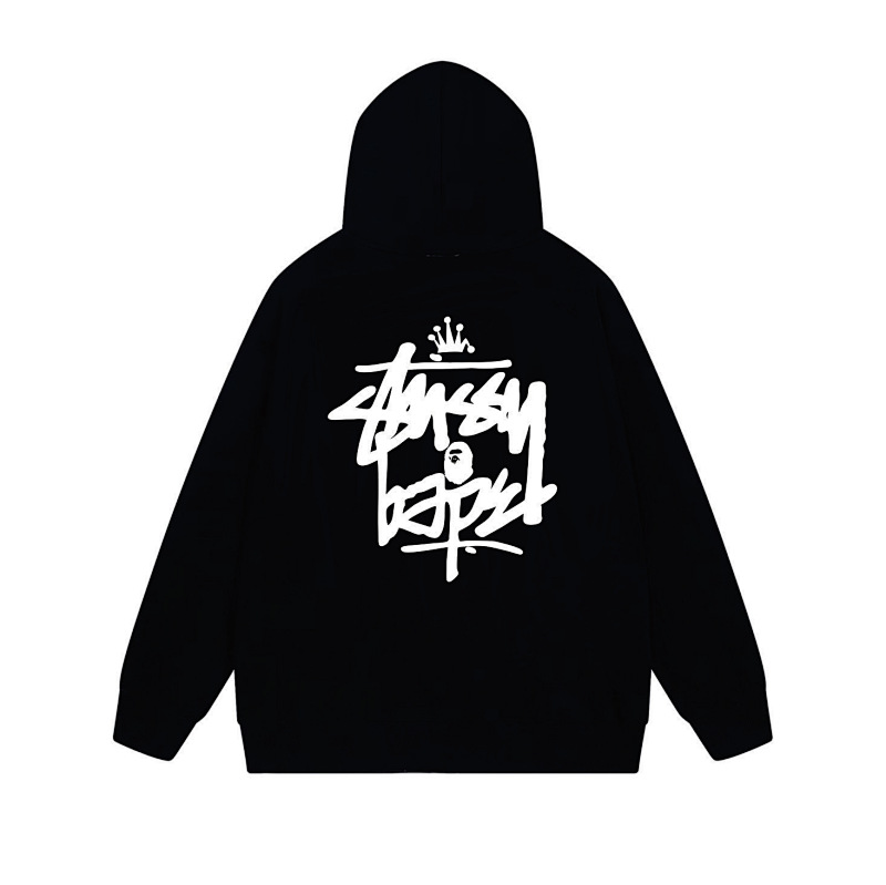 Stussy Monochrome Crown Handstyle Full-Zip Hoodie