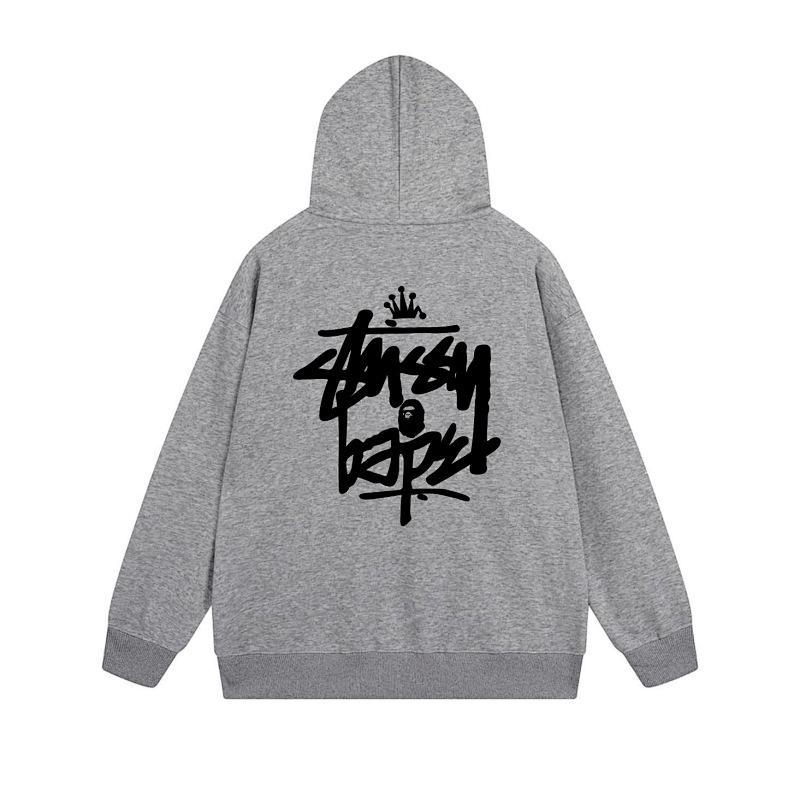 Stussy Monochrome Crown Handstyle Full-Zip Hoodie