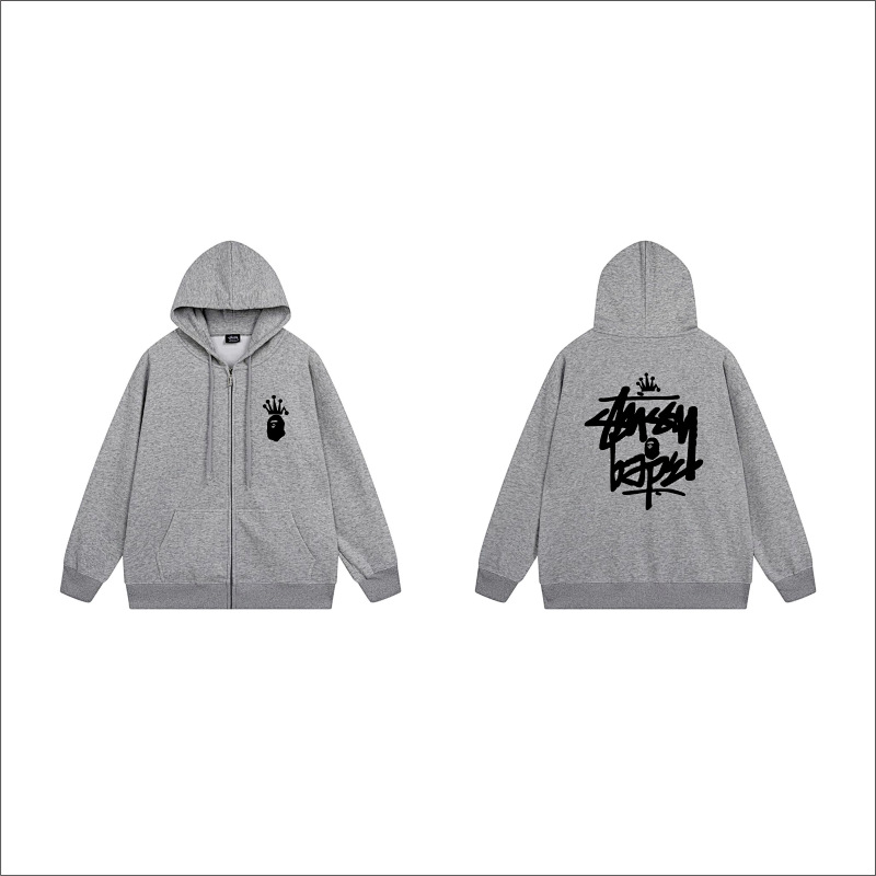 Stussy Monochrome Crown Handstyle Full-Zip Hoodie