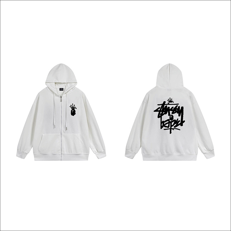 Stussy Monochrome Crown Handstyle Full-Zip Hoodie