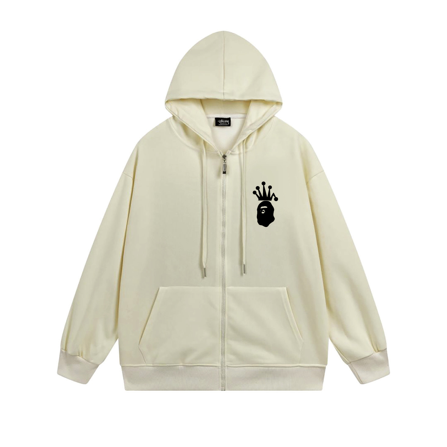 Stussy Monochrome Crown Handstyle Full-Zip Hoodie