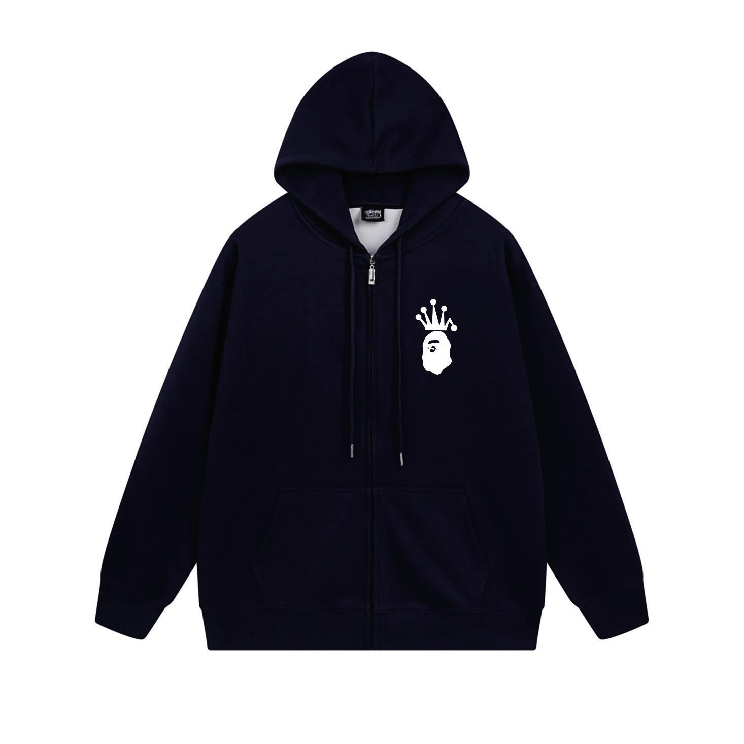 Stussy Monochrome Crown Handstyle Full-Zip Hoodie