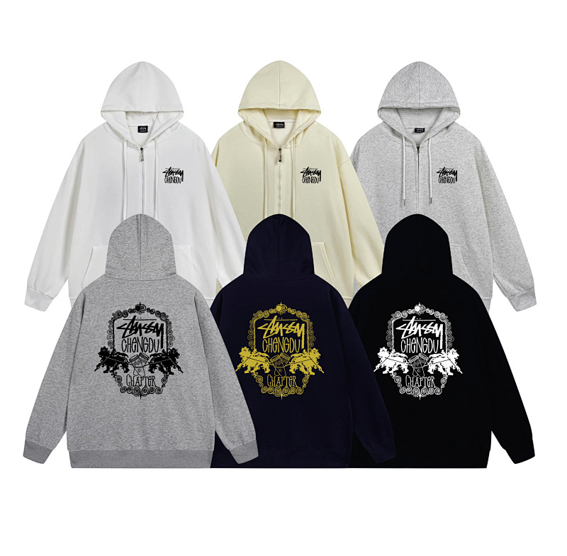 Stussy Monochrome Face Poster Full-Zip Hoodie