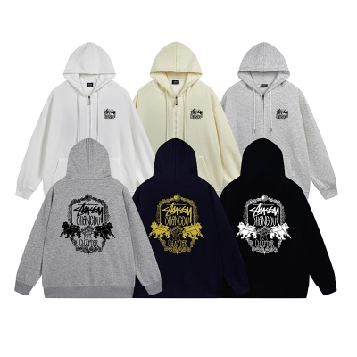Stussy Monochrome Face Poster Full-Zip Hoodie 01