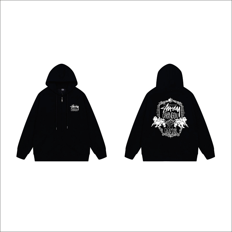 Stussy Monochrome Face Poster Full-Zip Hoodie
