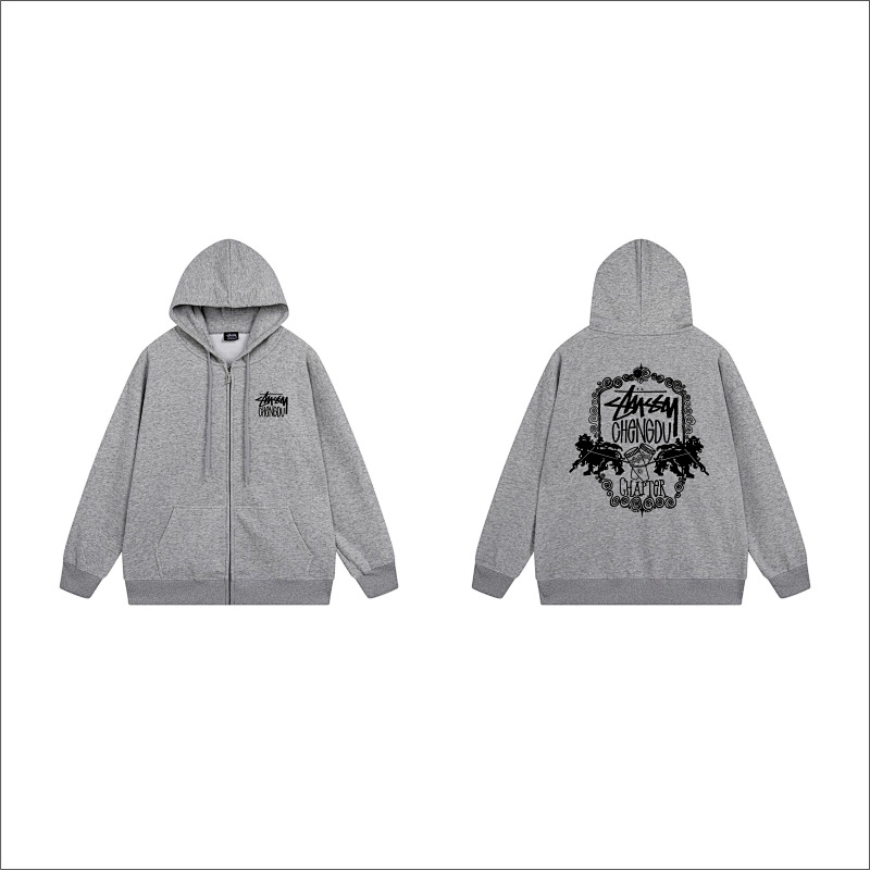 Stussy Monochrome Face Poster Full-Zip Hoodie