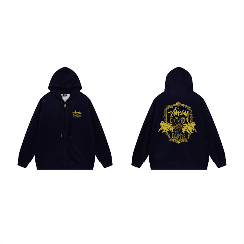 Stussy Monochrome Face Poster Full-Zip Hoodie