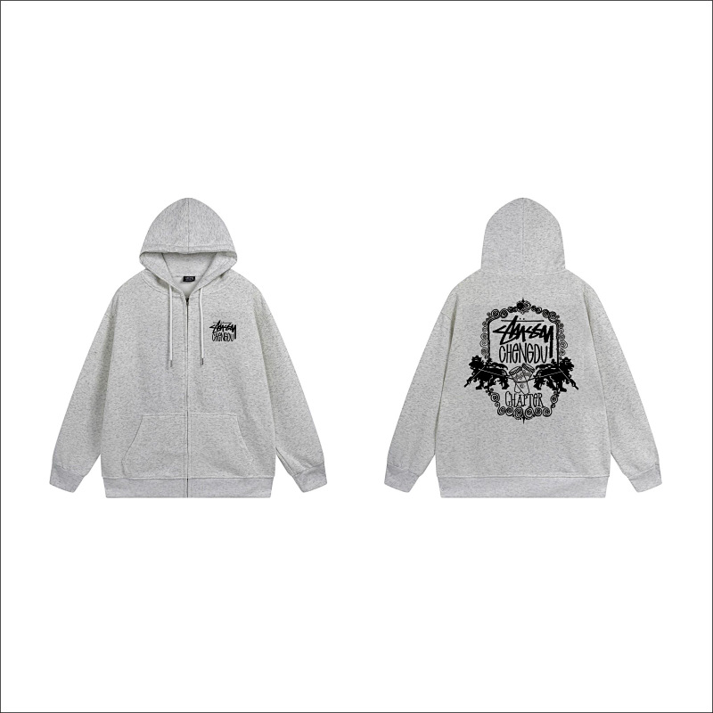 Stussy Monochrome Face Poster Full-Zip Hoodie