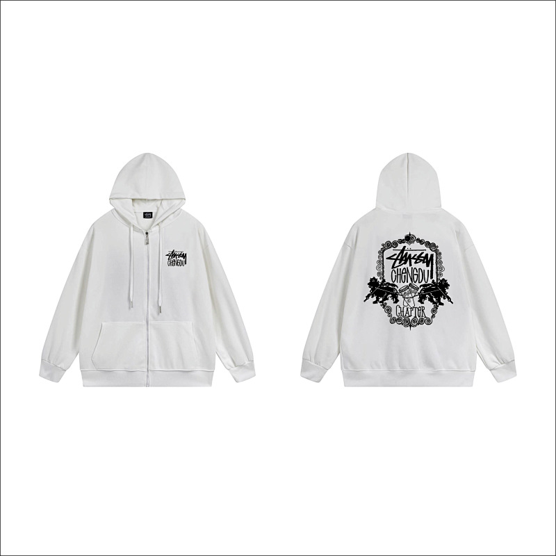 Stussy Monochrome Face Poster Full-Zip Hoodie