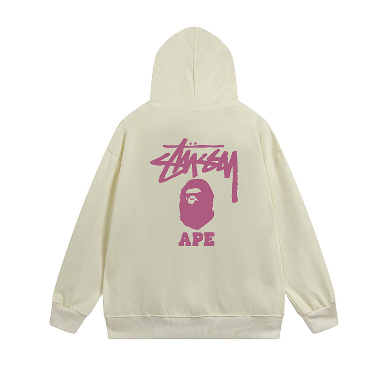 Stussy Monochrome Figure Logo Full-Zip Hoodie