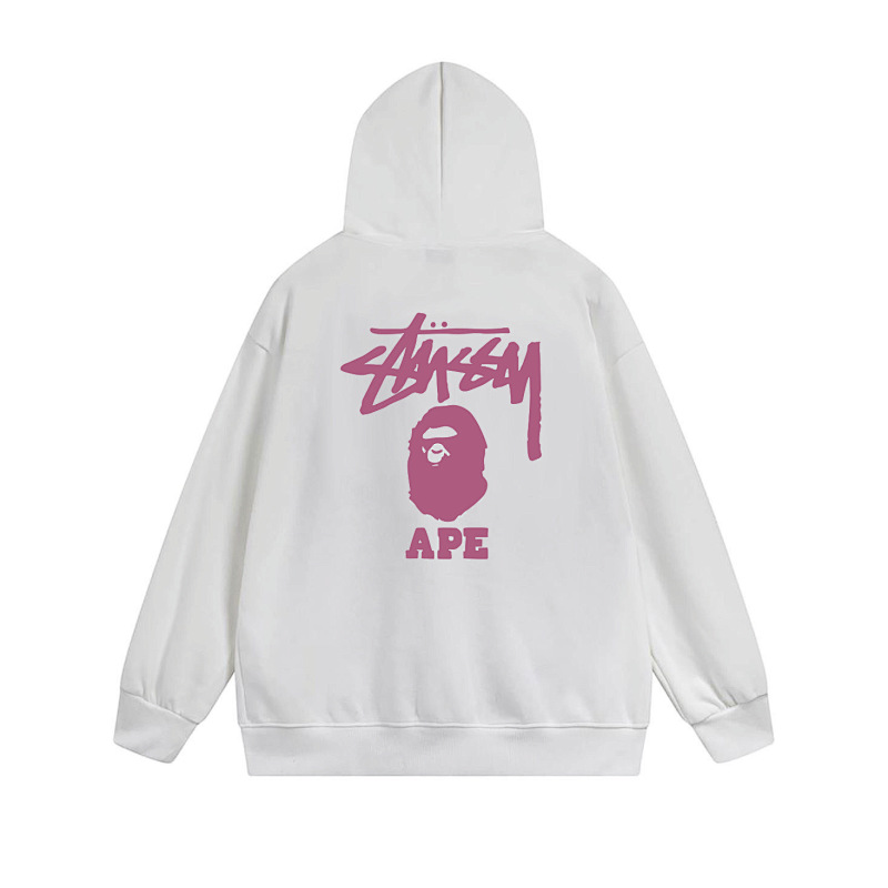 Stussy Monochrome Figure Logo Full-Zip Hoodie