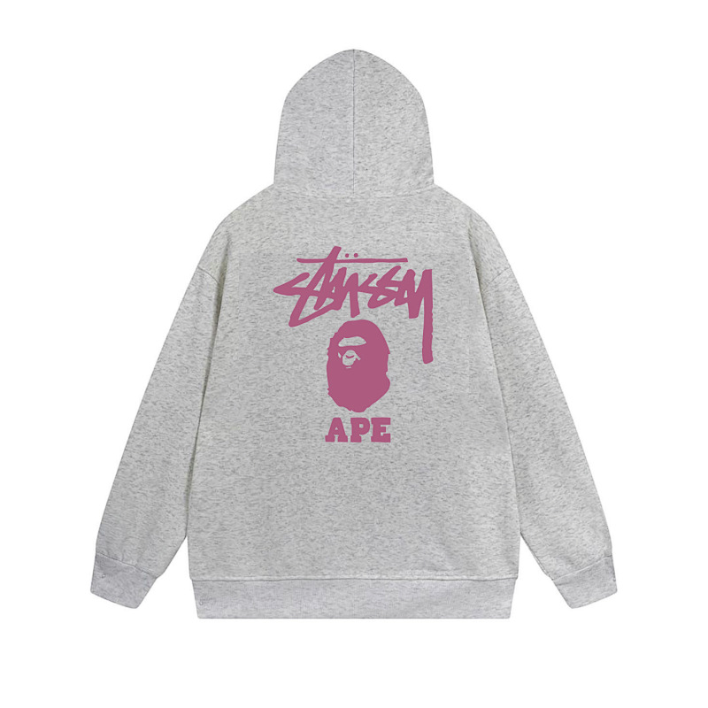Stussy Monochrome Figure Logo Full-Zip Hoodie