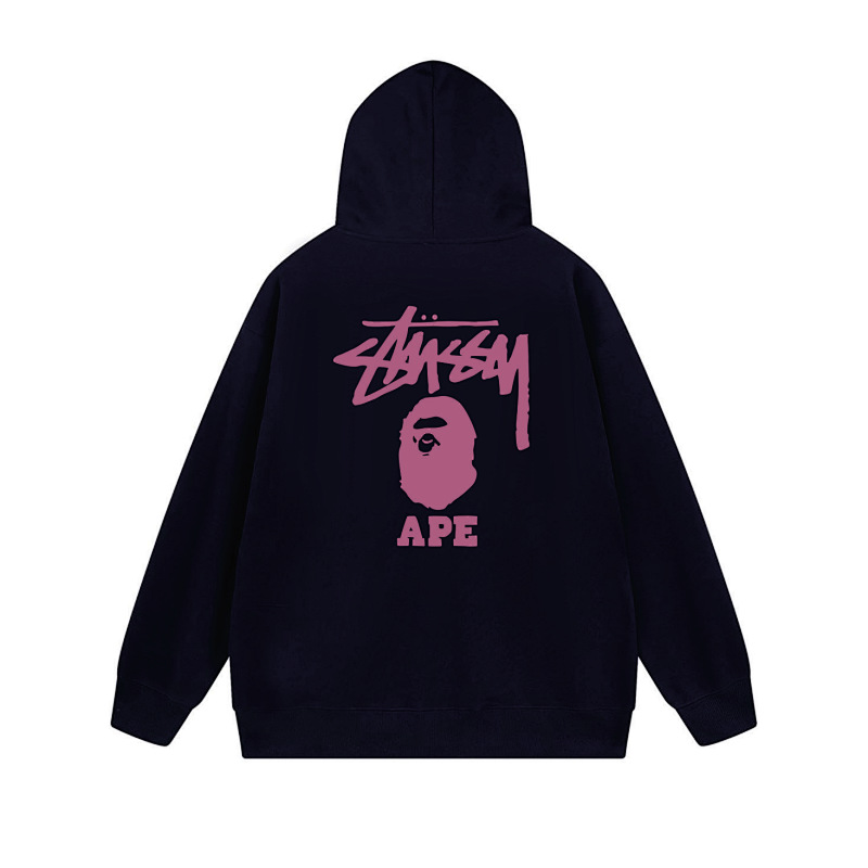 Stussy Monochrome Figure Logo Full-Zip Hoodie