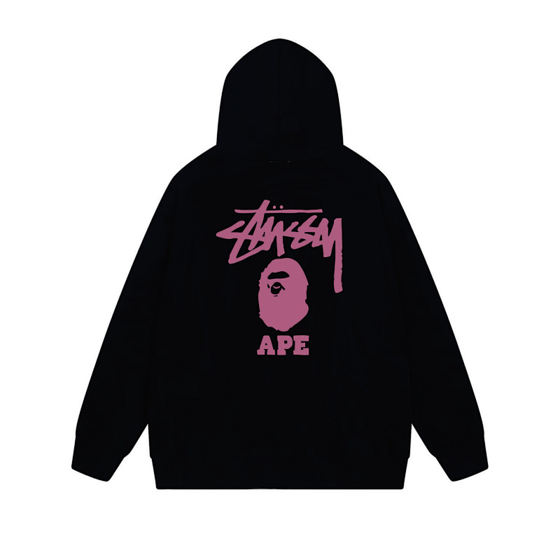 Stussy Monochrome Figure Logo Full-Zip Hoodie