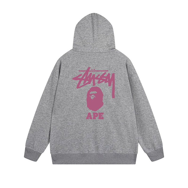 Stussy Monochrome Figure Logo Full-Zip Hoodie