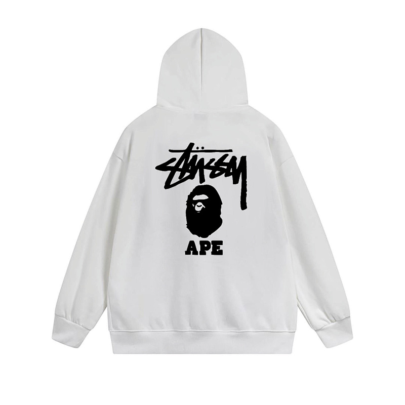 Stussy Monochrome Figure Logo Full-Zip Hoodie