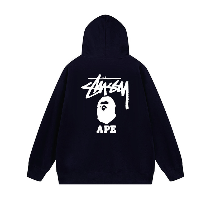 Stussy Monochrome Figure Logo Full-Zip Hoodie