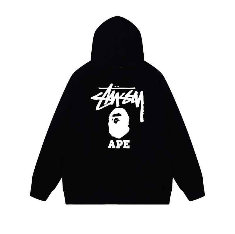 Stussy Monochrome Figure Logo Full-Zip Hoodie