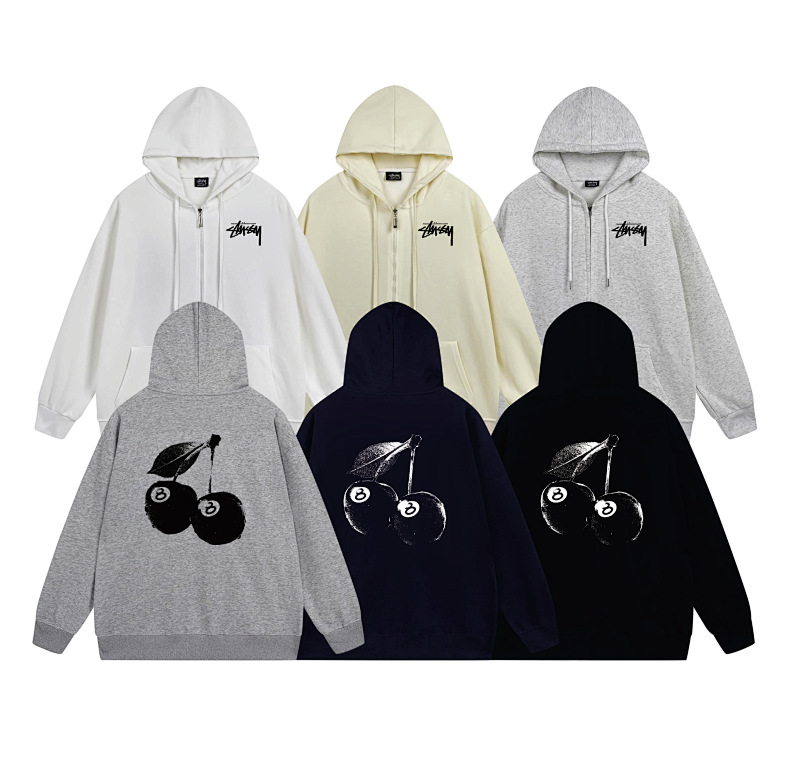 Stussy Monochrome World Map Full-Zip Hoodie