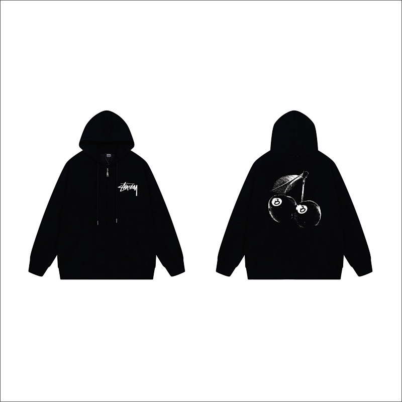 Stussy Monochrome World Map Full-Zip Hoodie