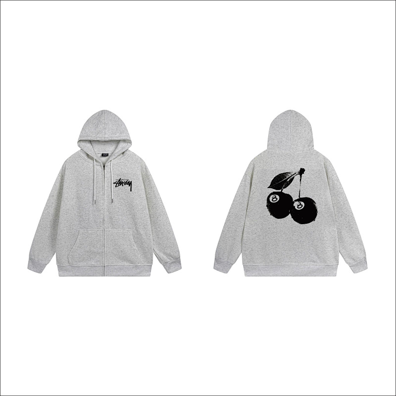 Stussy Monochrome World Map Full-Zip Hoodie