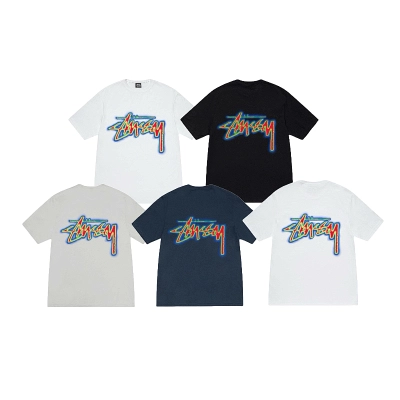 Stussy Multicolor Outline Handstyle Logo T-Shirt 01