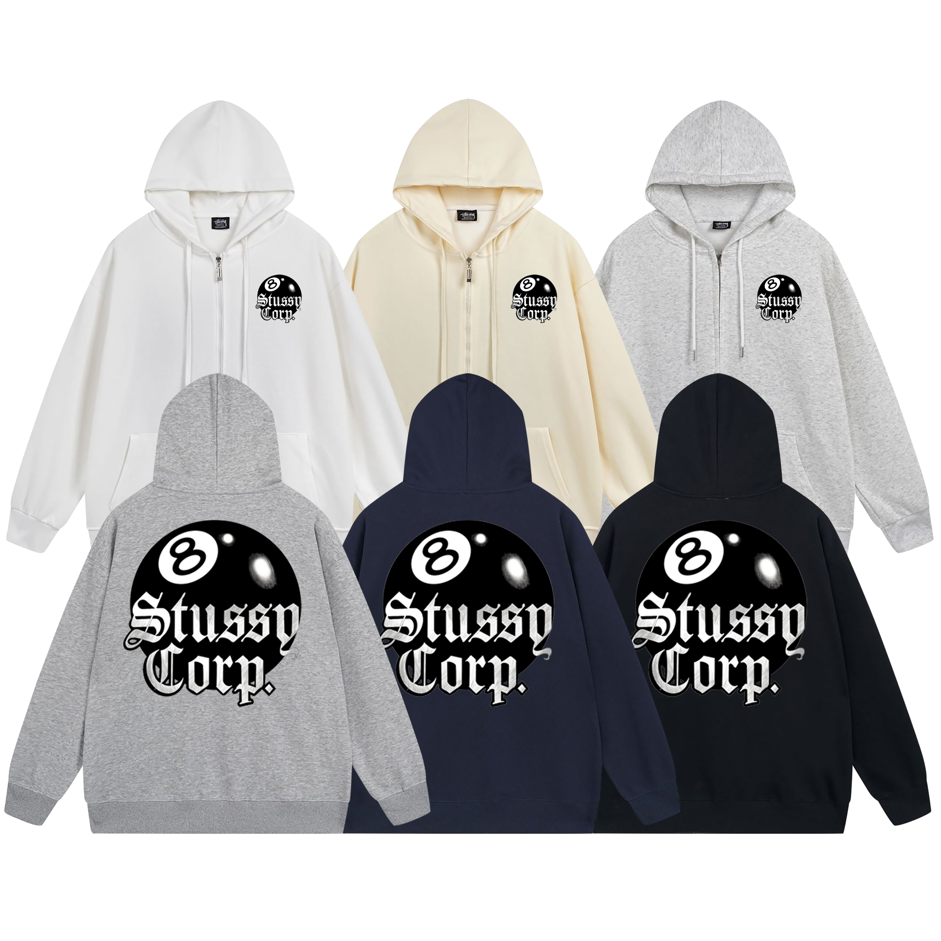 Stussy Neon Doodle Orb Full-Zip Hoodie
