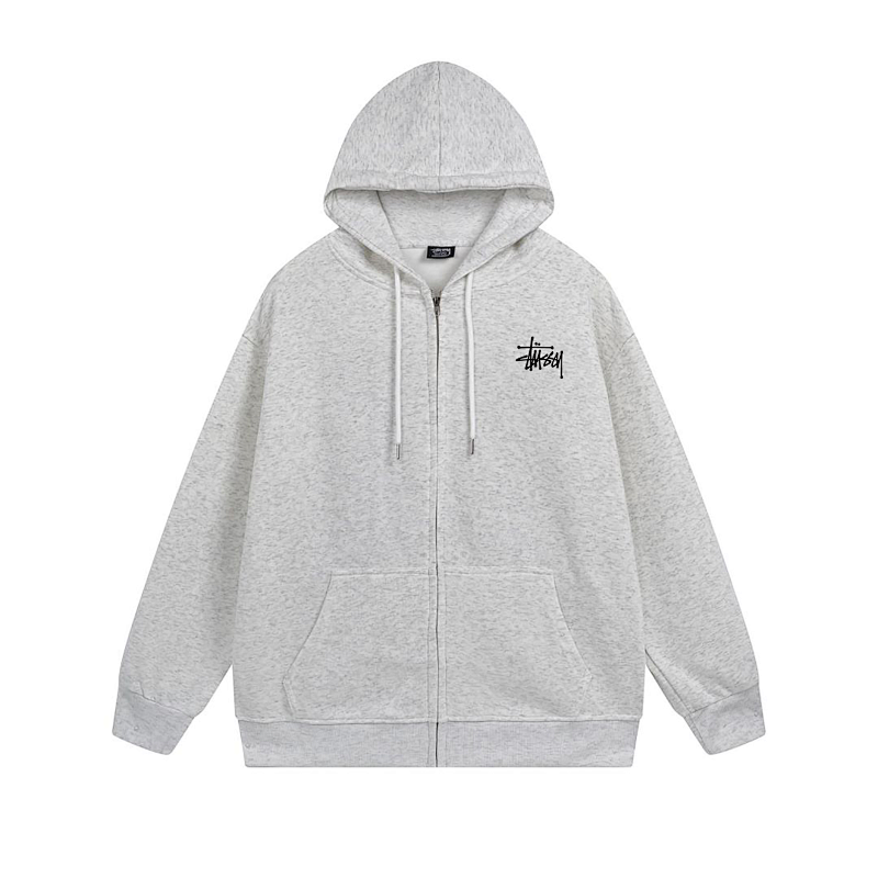 Stussy Orange Blue Planet Crest Full-Zip Hoodie