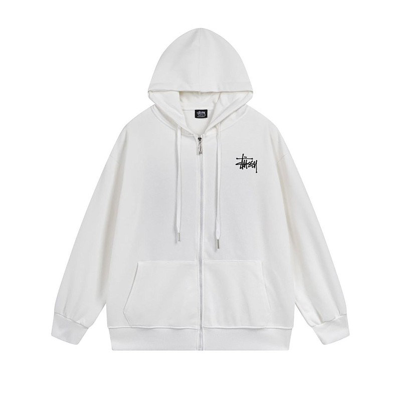Stussy Orange Blue Planet Crest Full-Zip Hoodie