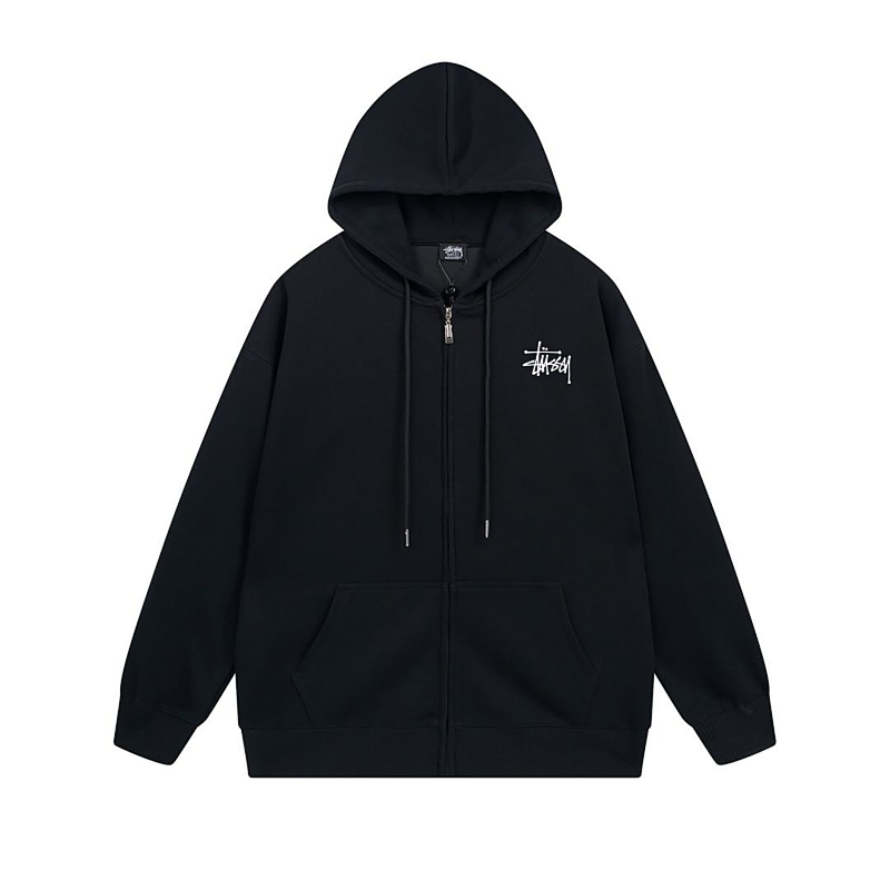 Stussy Orange Blue Planet Crest Full-Zip Hoodie