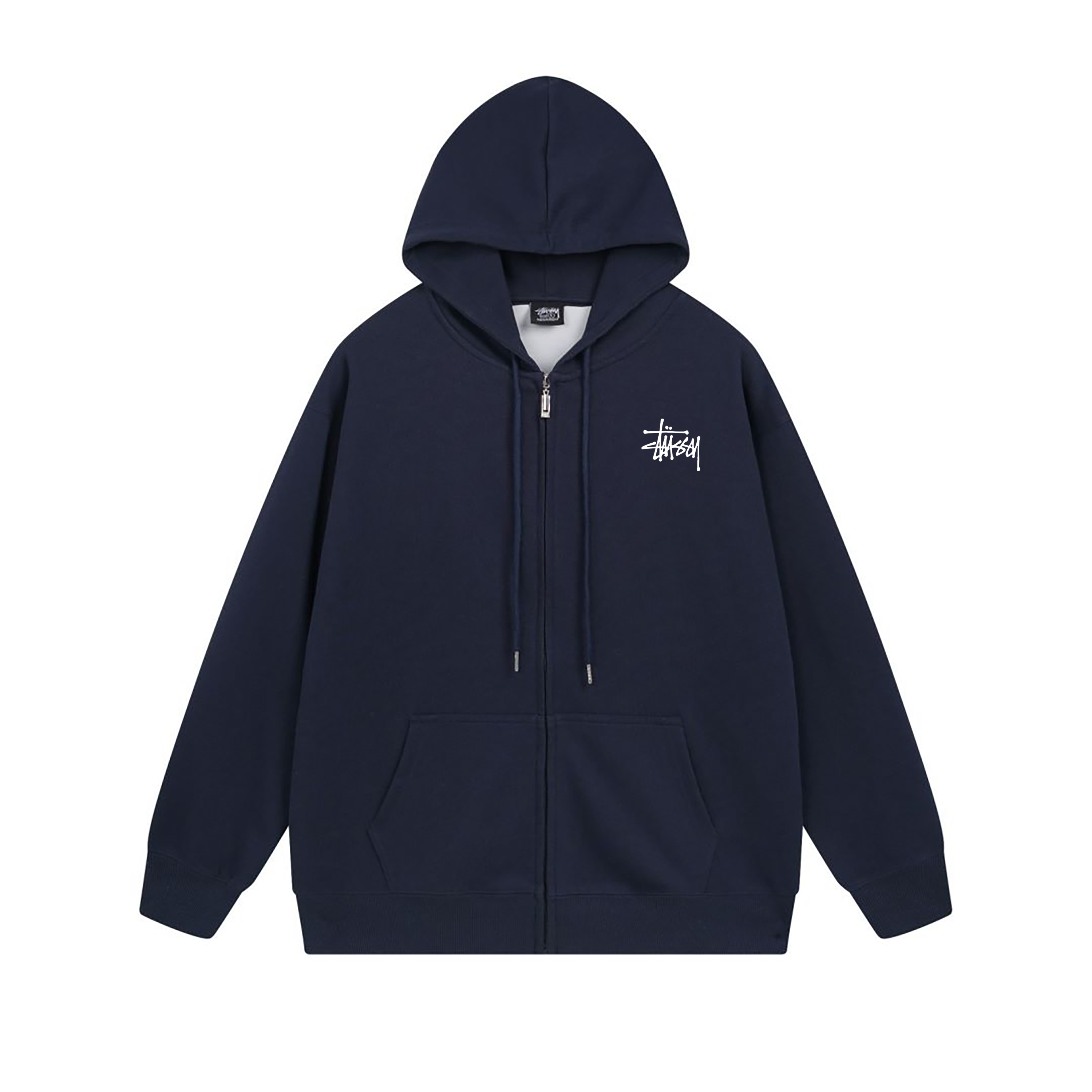 Stussy Orange Blue Planet Crest Full-Zip Hoodie